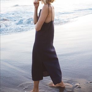 tribe alive Navy Slip Midi Dress with Tie Straps